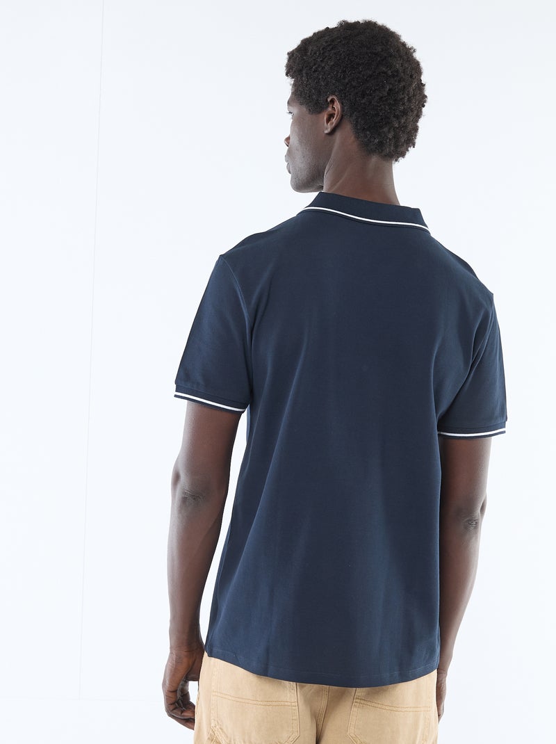 Polo van katoenpiqué met korte mouwen Blauw - Kiabi