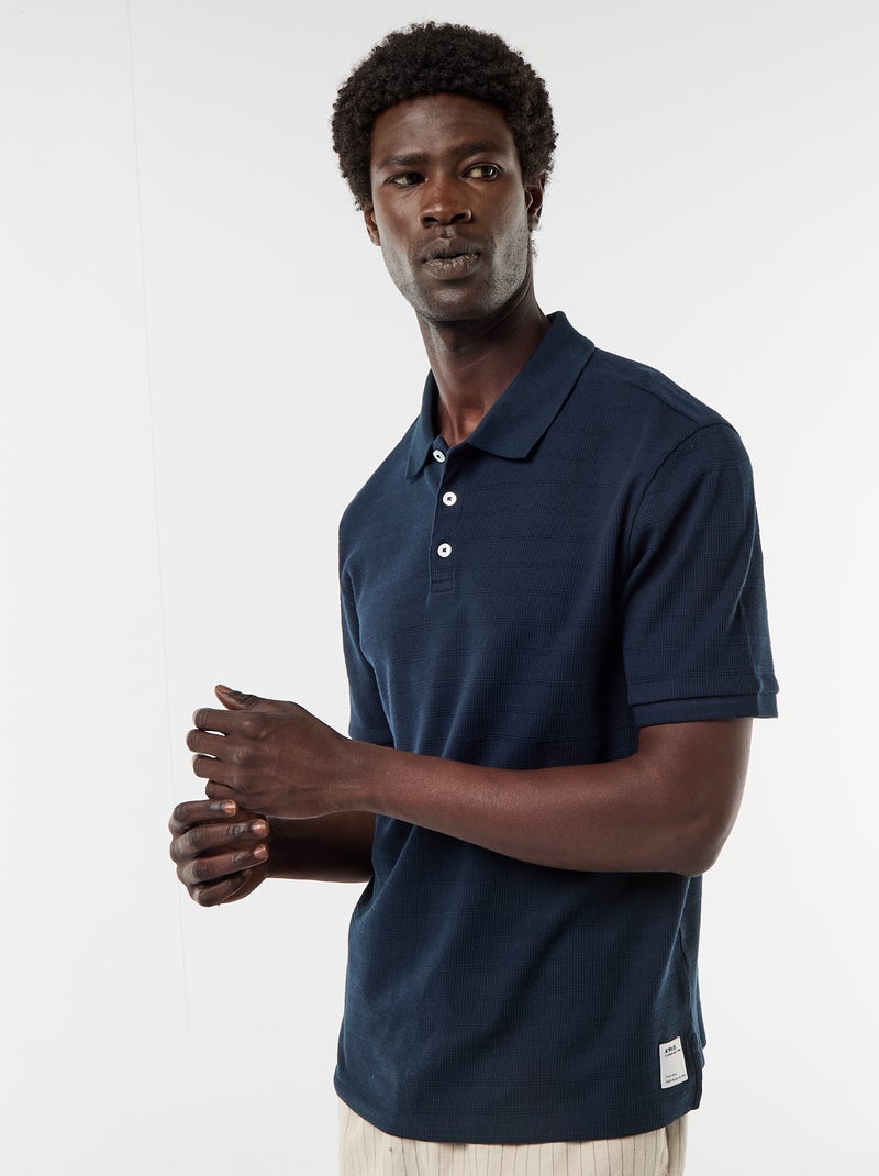 Polo van katoenpiqué met korte mouwen Blauw - Kiabi