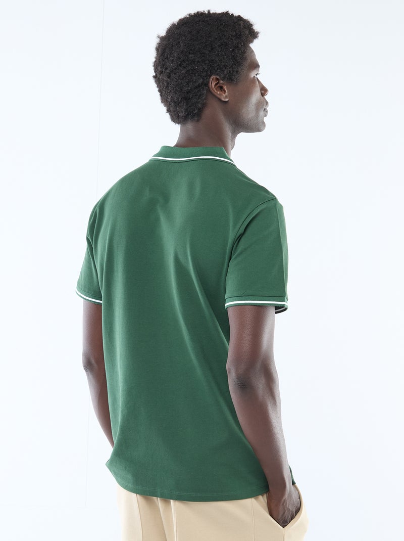 Polo van katoenpiqué met korte mouwen Groen - Kiabi