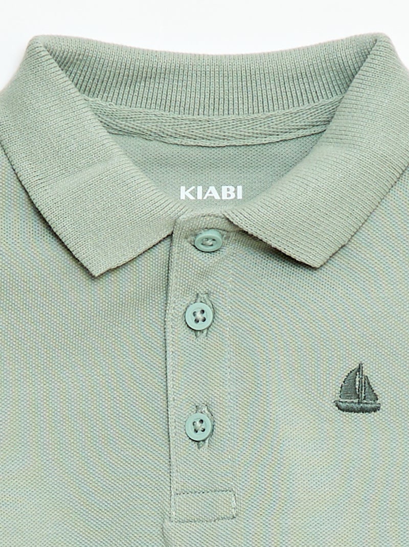Polo van katoenpiqué met korte mouwen Groen - Kiabi