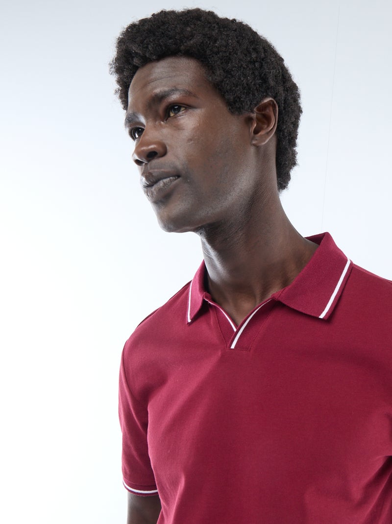 Polo van katoenpiqué met korte mouwen Rood - Kiabi