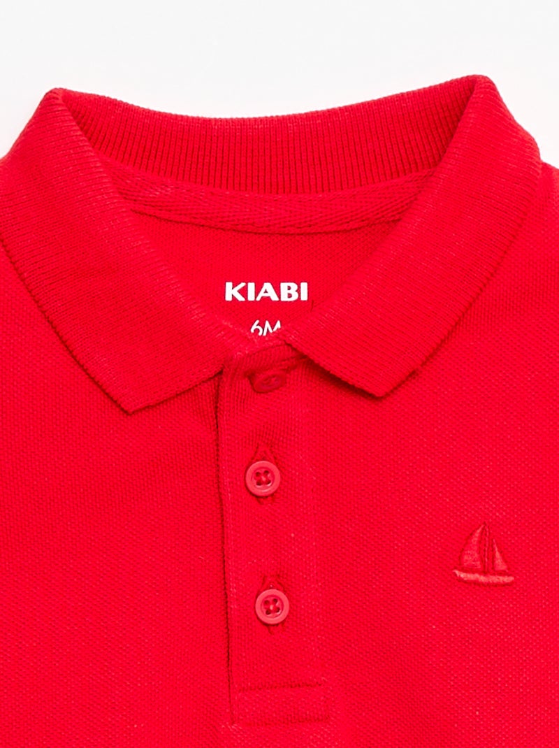Polo van katoenpiqué met korte mouwen Rood - Kiabi