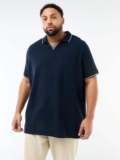 Polo van katoenpiqué met polokraag zonder knopen - Kiabi