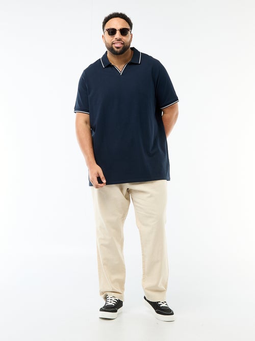 Polo van katoenpiqué met polokraag zonder knopen - Kiabi