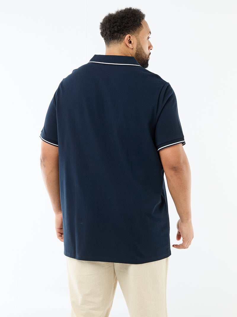 Polo van katoenpiqué met polokraag zonder knopen Blauw - Kiabi