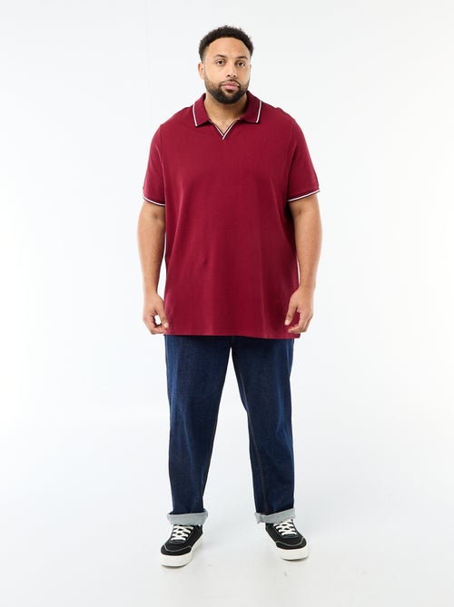 Polo van katoenpiqué met polokraag zonder knopen - Kiabi