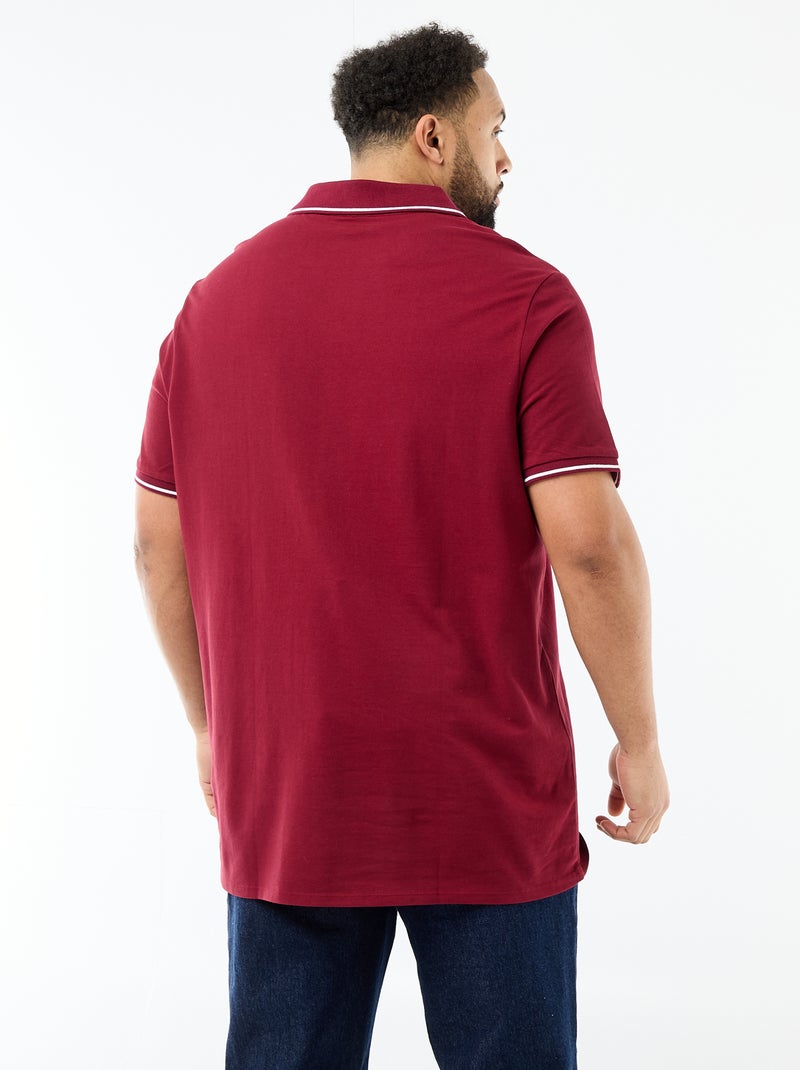 Polo van katoenpiqué met polokraag zonder knopen Rood - Kiabi