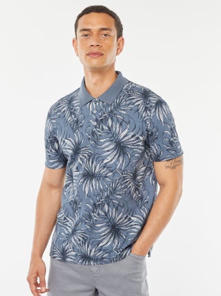 Polo van katoenpiqué met print
