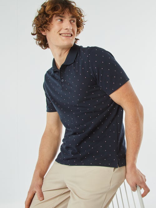 Polo van katoenpiqué met print - Kiabi