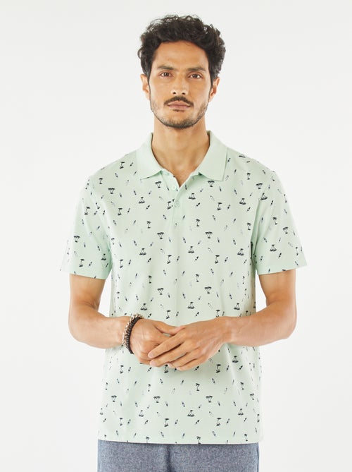 Polo van katoenpiqué met print - Kiabi