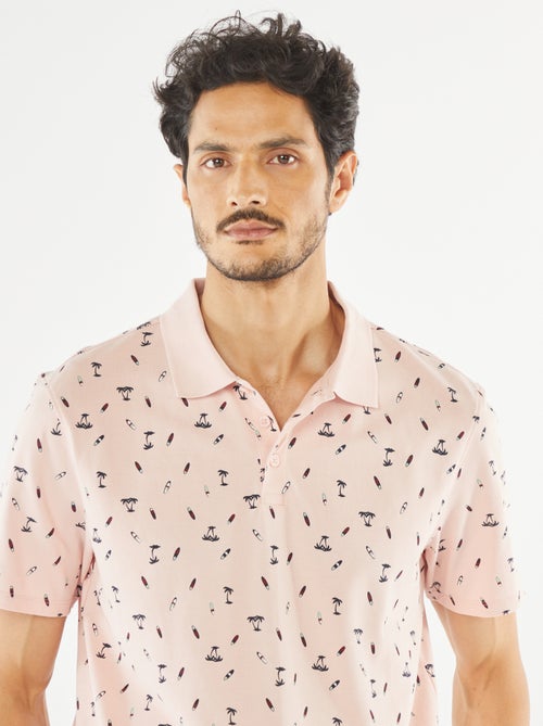 Polo van katoenpiqué met print - Kiabi