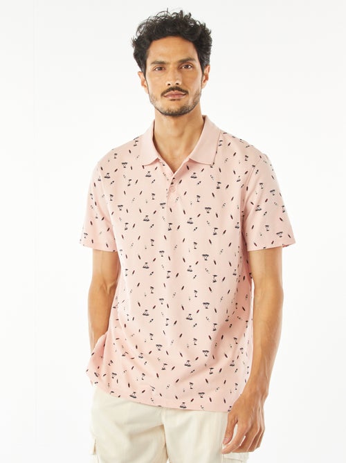 Polo van katoenpiqué met print - Kiabi