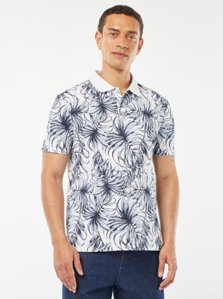 Polo van katoenpiqué met print