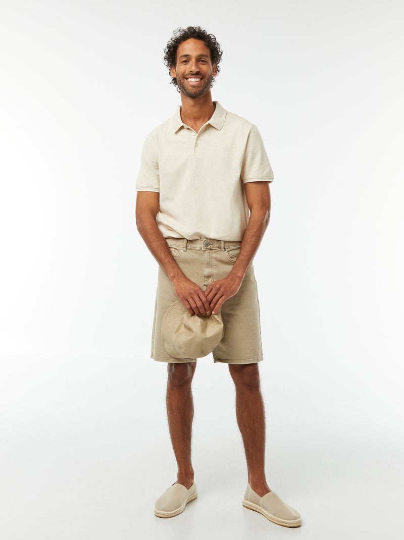 Polo van piquékatoen Biege - Kiabi