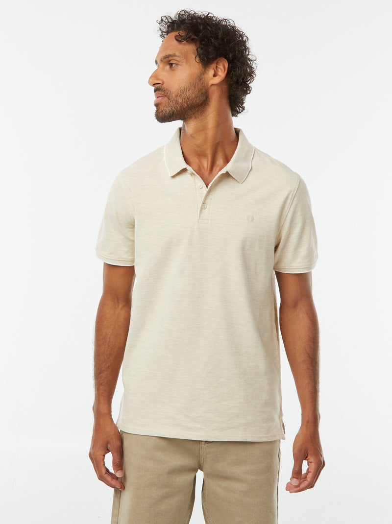 Polo van piquékatoen Biege - Kiabi