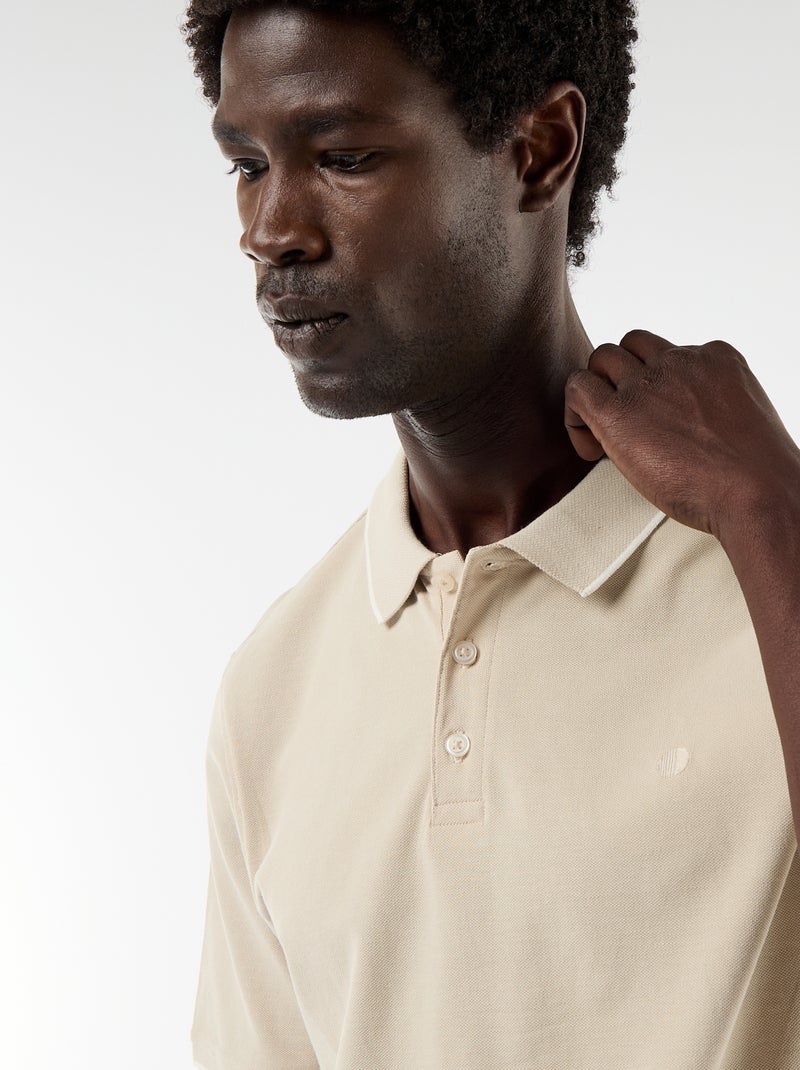 Polo van piquékatoen Biege - Kiabi