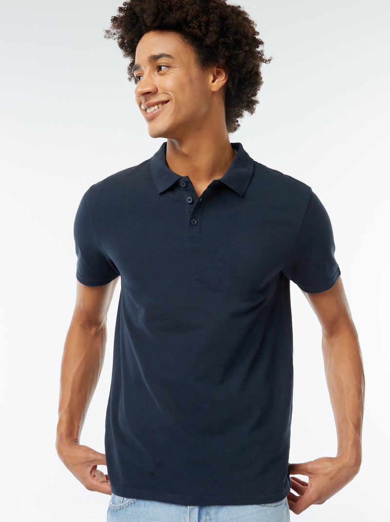 Polo van piquékatoen BLAUW - Kiabi