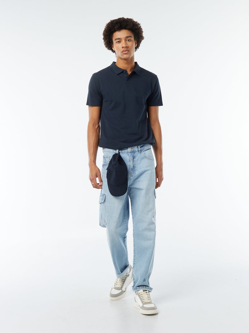 Polo van piquékatoen BLAUW - Kiabi