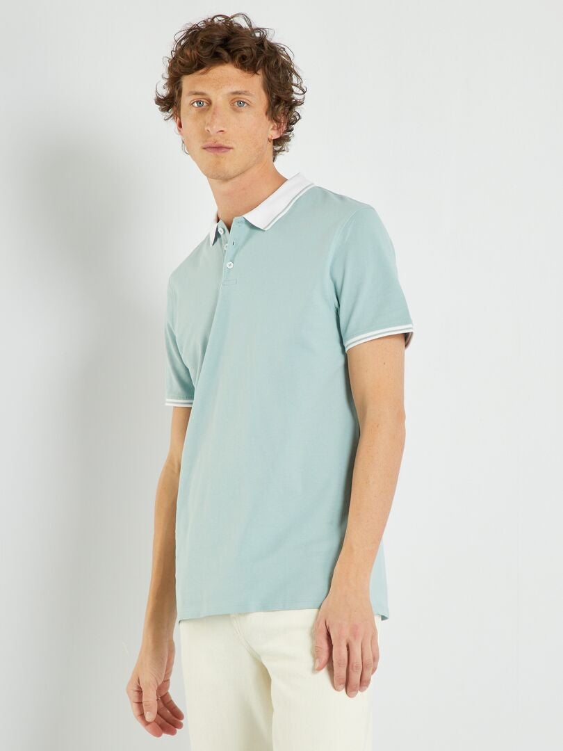 Polo van piquékatoen BLAUW - Kiabi