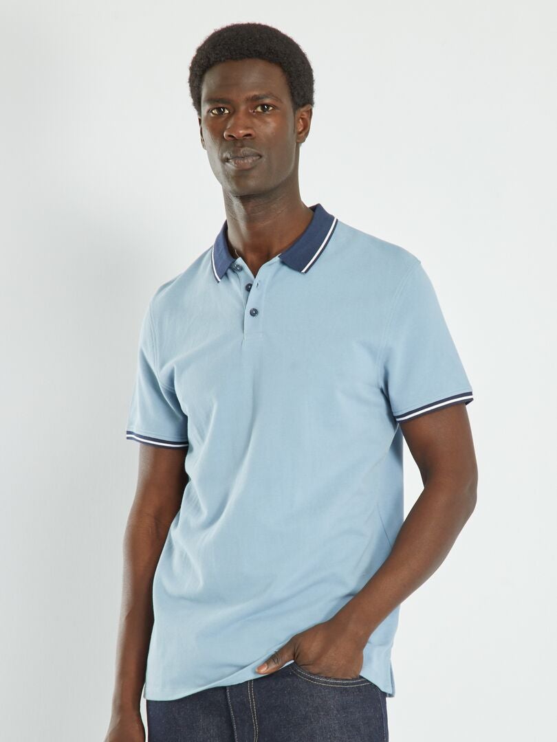 Polo van piquékatoen denim blauw - Kiabi