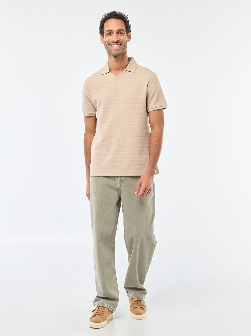 Polo van piquékatoen met korte mouw Biege - Kiabi