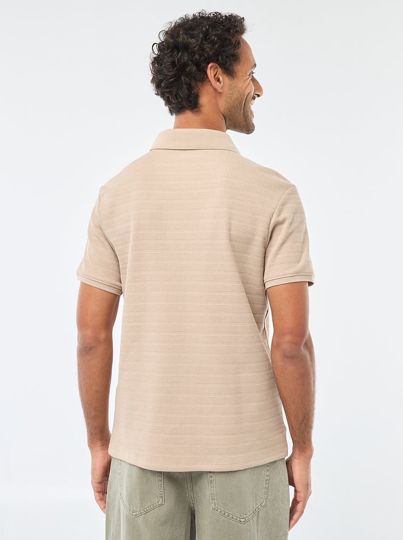 Polo van piquékatoen met korte mouw Biege - Kiabi