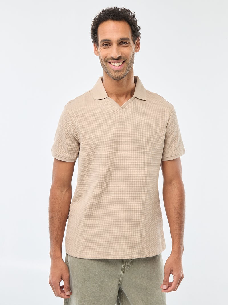 Polo van piquékatoen met korte mouw Biege - Kiabi