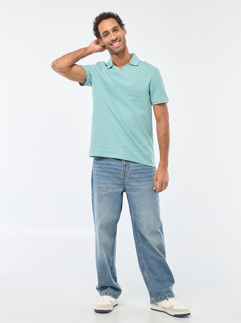 Polo van piquékatoen met korte mouw Blauw - Kiabi