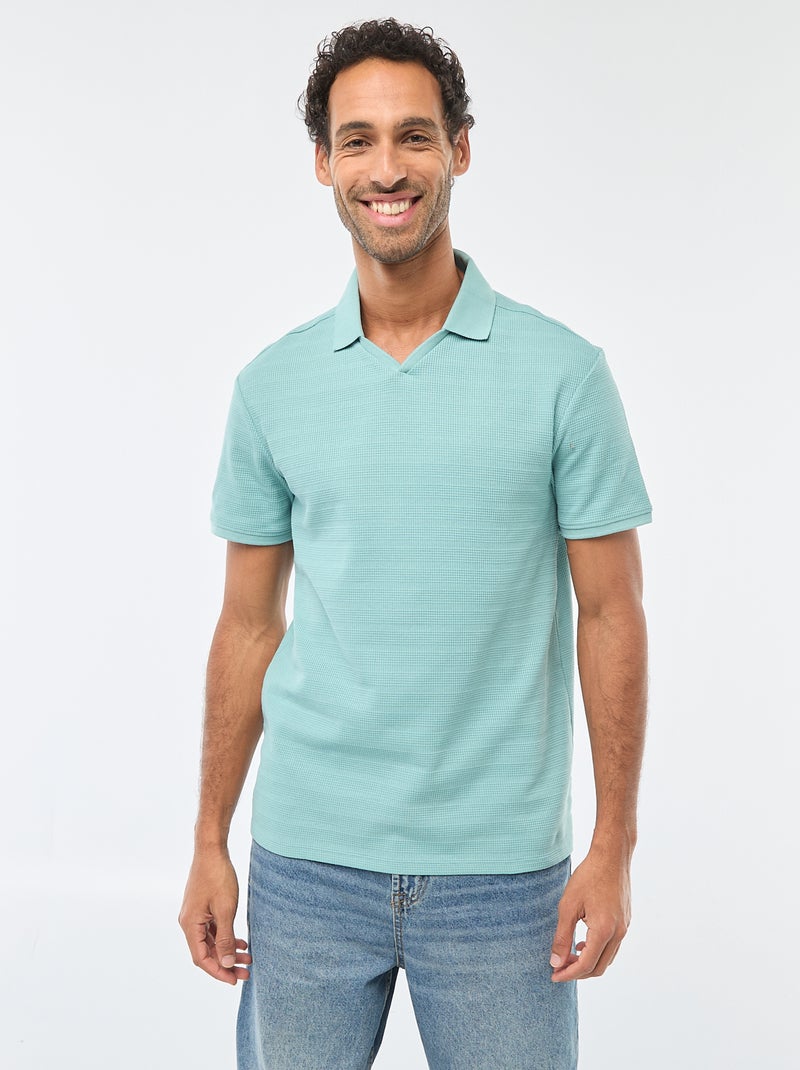 Polo van piquékatoen met korte mouw Blauw - Kiabi