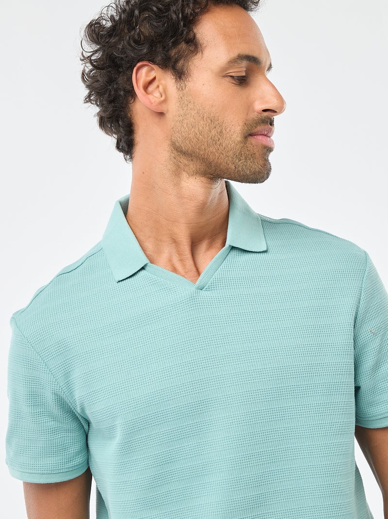 Polo van piquékatoen met korte mouw Blauw - Kiabi