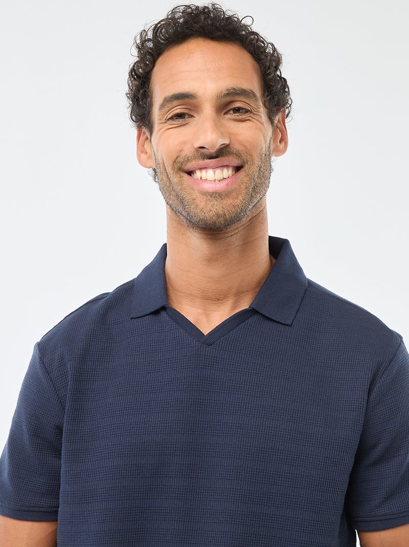 Polo van piquékatoen met korte mouw Blauw - Kiabi