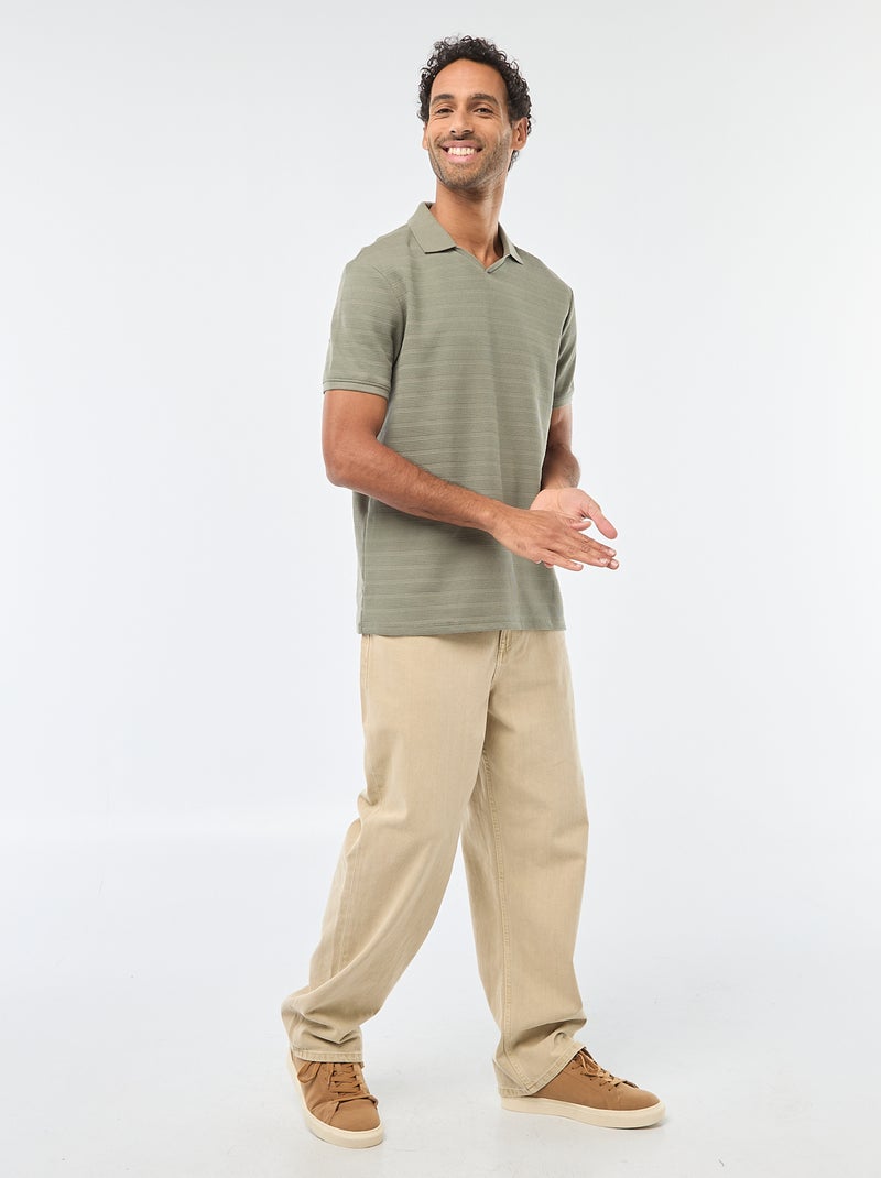 Polo van piquékatoen met korte mouw Groen - Kiabi