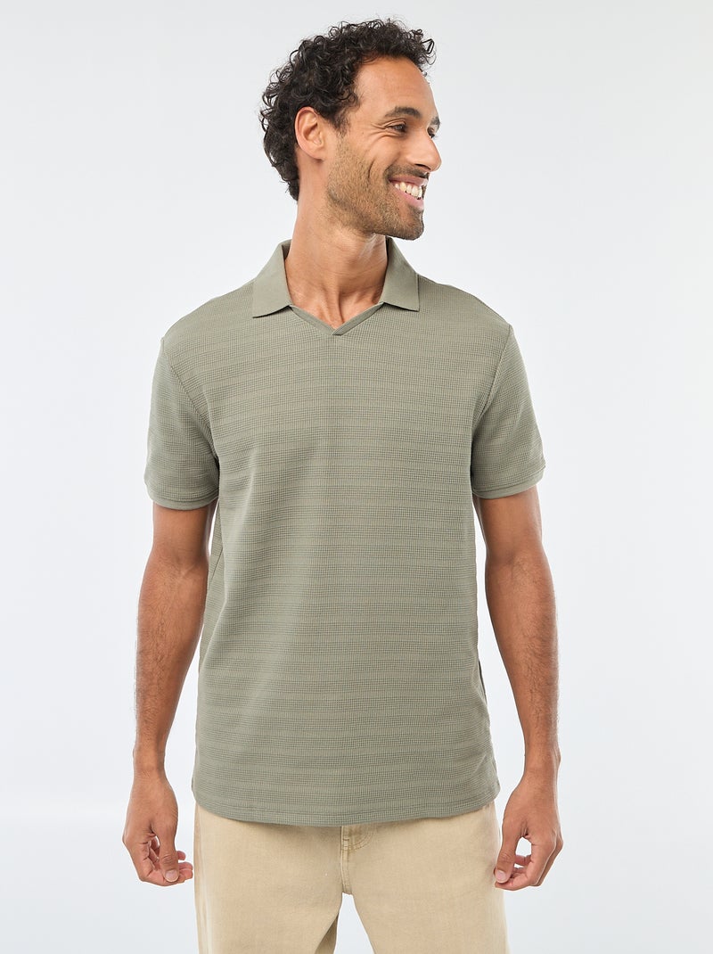 Polo van piquékatoen met korte mouw Groen - Kiabi