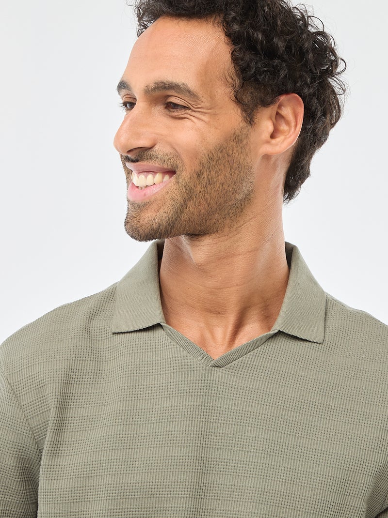 Polo van piquékatoen met korte mouw Groen - Kiabi