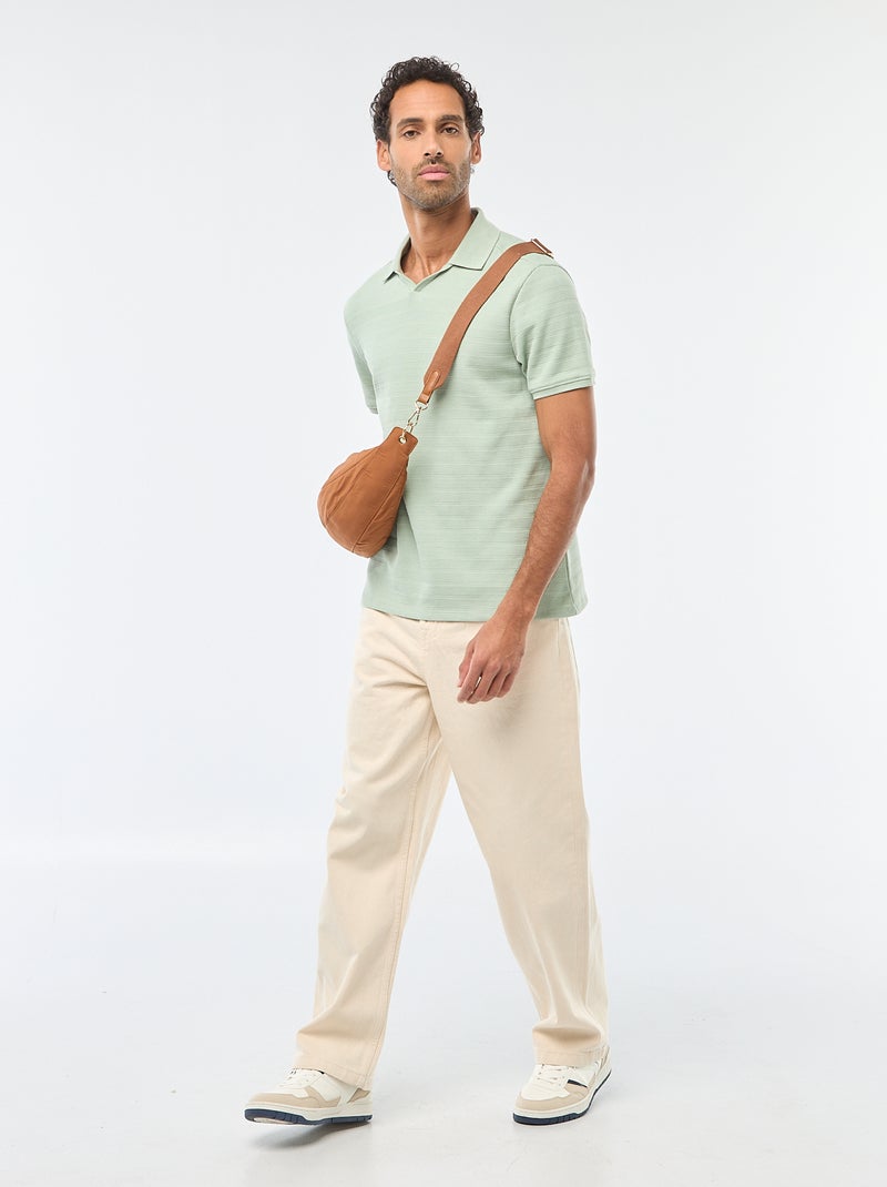 Polo van piquékatoen met korte mouw Groen - Kiabi