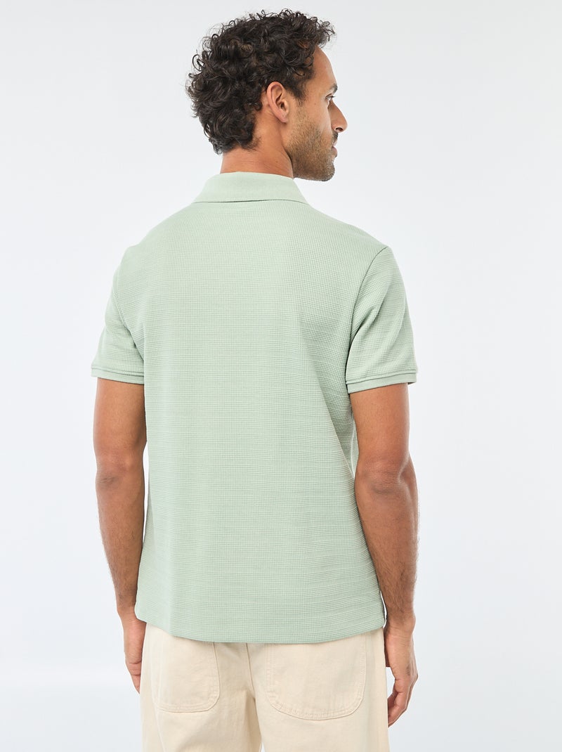 Polo van piquékatoen met korte mouw Groen - Kiabi