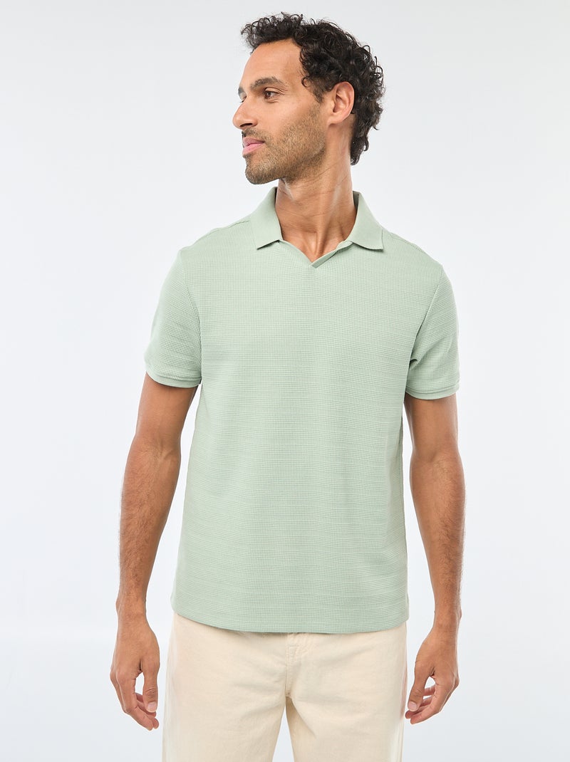 Polo van piquékatoen met korte mouw Groen - Kiabi