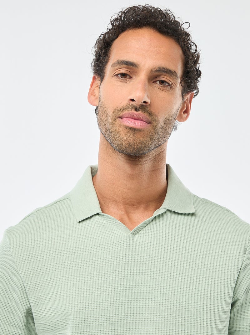 Polo van piquékatoen met korte mouw Groen - Kiabi