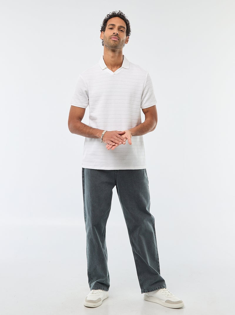 Polo van piquékatoen met korte mouw wit - Kiabi