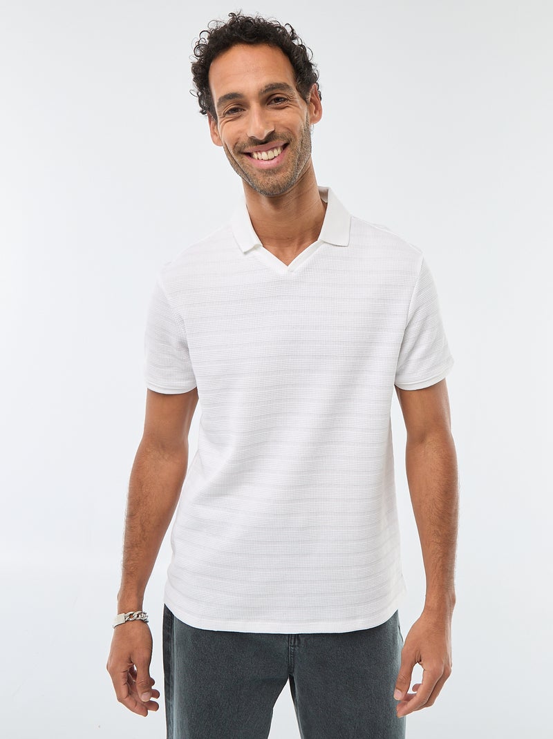 Polo van piquékatoen met korte mouw wit - Kiabi