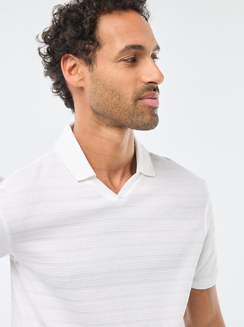 Polo van piquékatoen met korte mouw wit - Kiabi