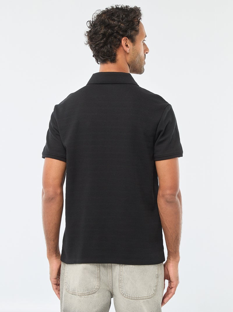 Polo van piquékatoen met korte mouw zwart - Kiabi