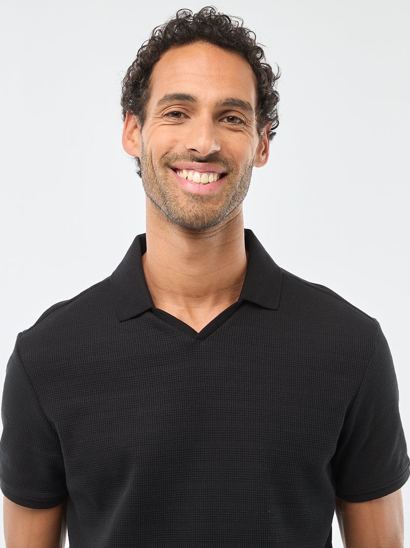 Polo van piquékatoen met korte mouw zwart - Kiabi