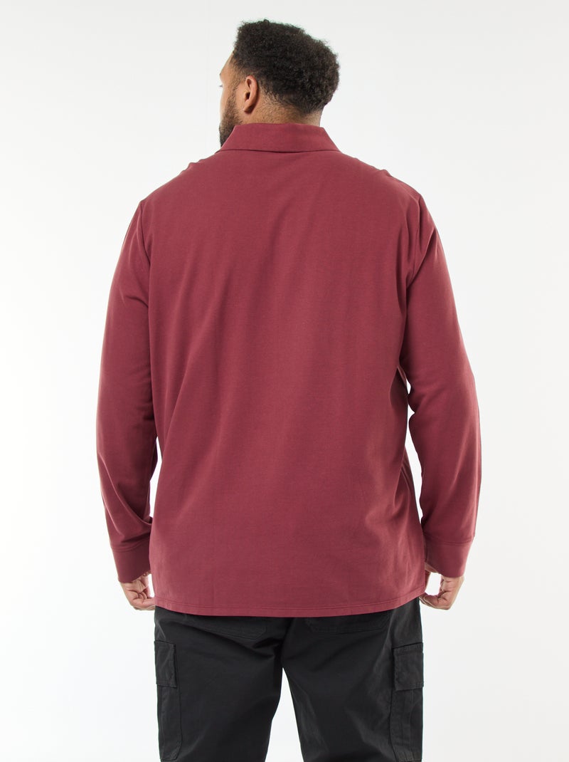 Polo van piquékatoen met lange mouw Rood - Kiabi