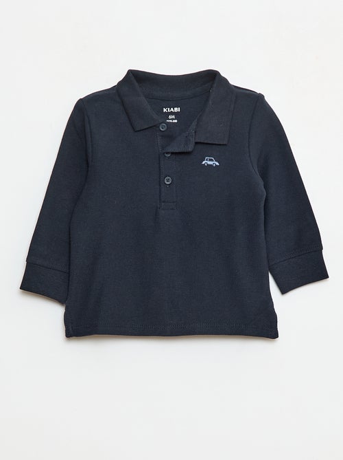 Polo van piquékatoen met lange mouwen - Kiabi
