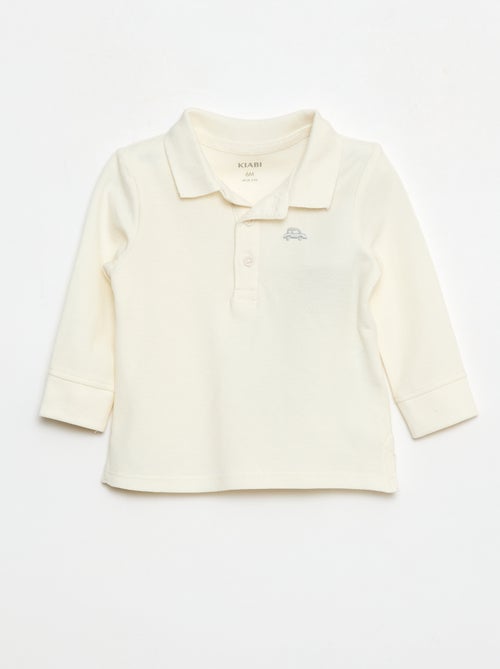 Polo van piquékatoen met lange mouwen - Kiabi