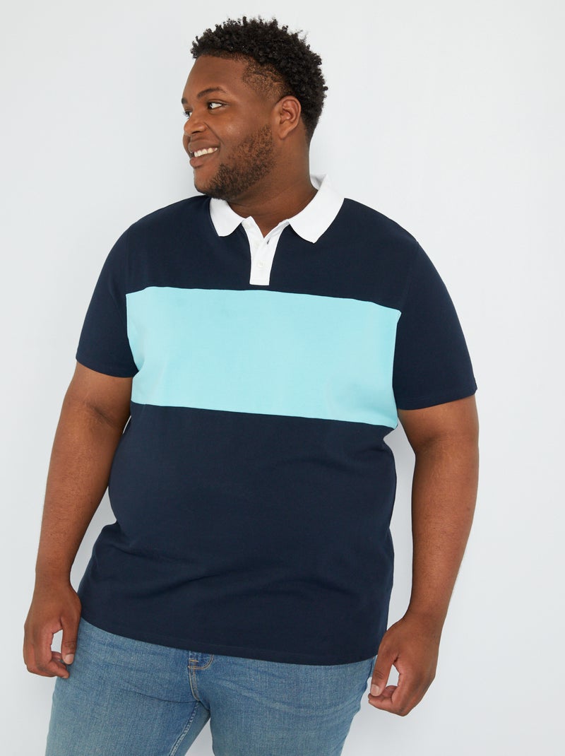 Polo van piquékatoen met stretch BLAUW - Kiabi