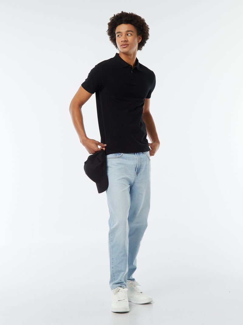 Polo van piquékatoen zwart - Kiabi