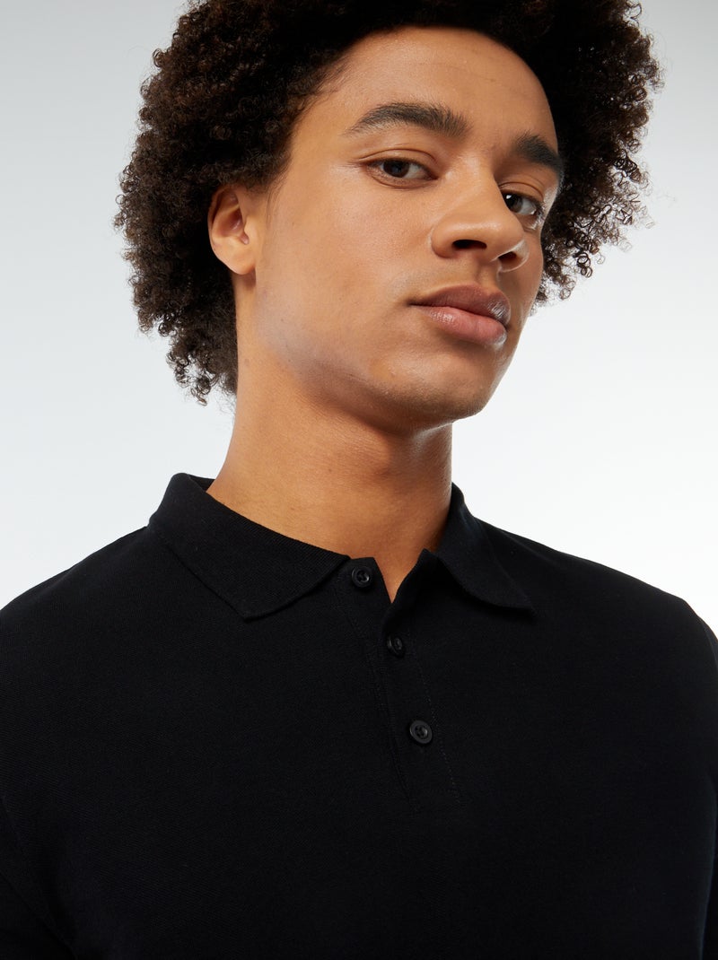 Polo van piquékatoen zwart - Kiabi