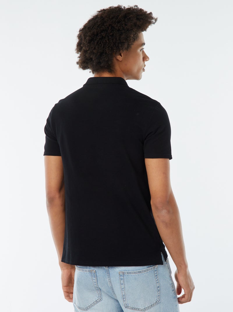 Polo van piquékatoen zwart - Kiabi